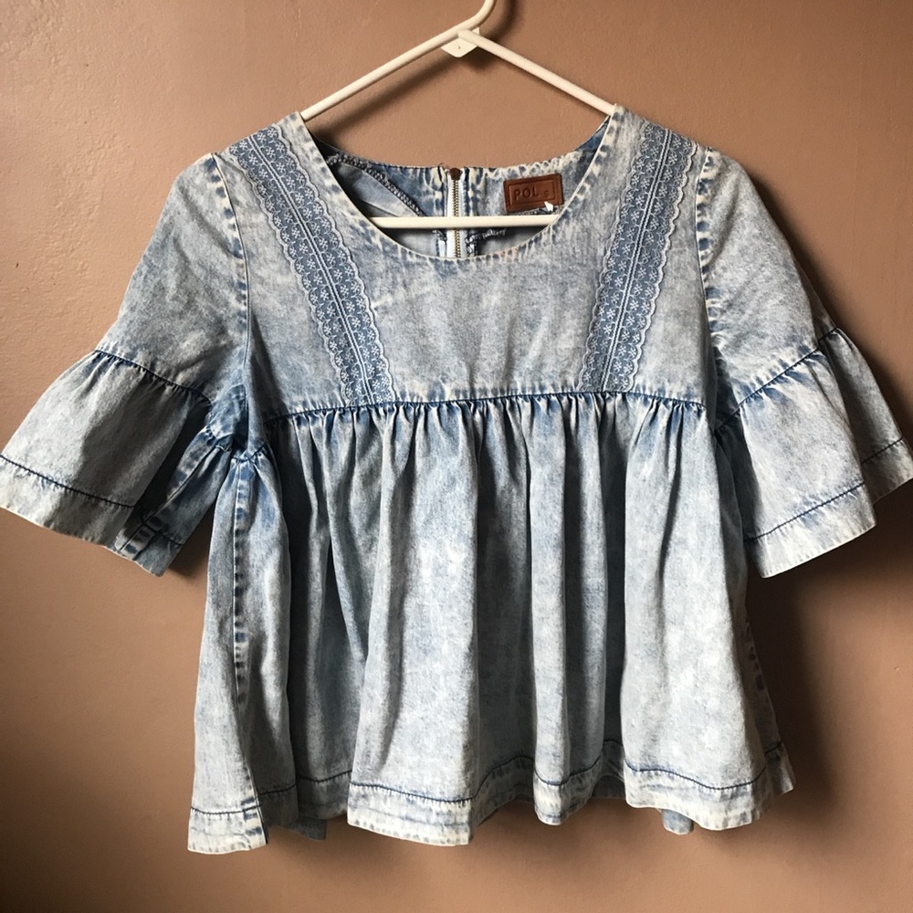 Denim and Lace Babydoll Tee
